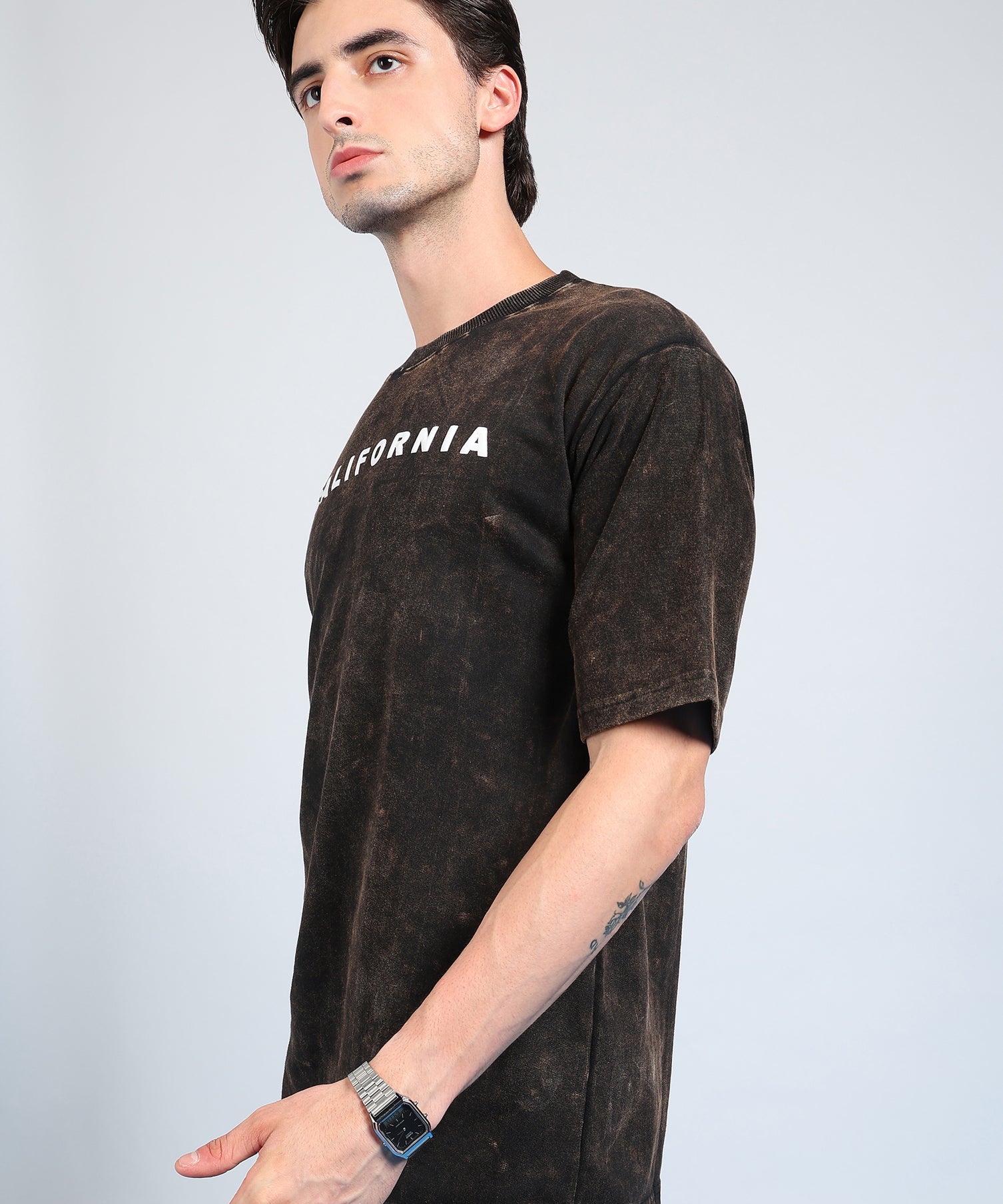California Puff Acid Wash T-Shirt Brown