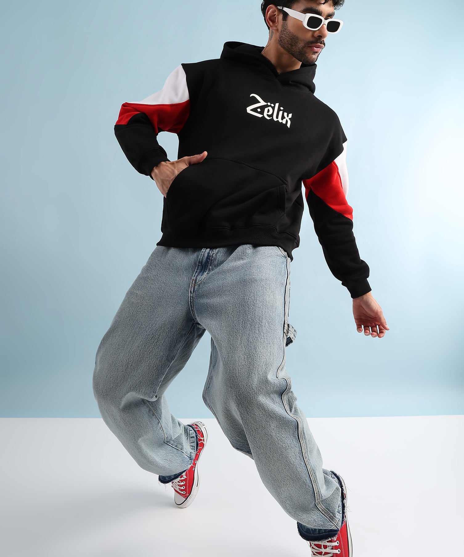 Urban Dimension Fleece Hoodie Black Red