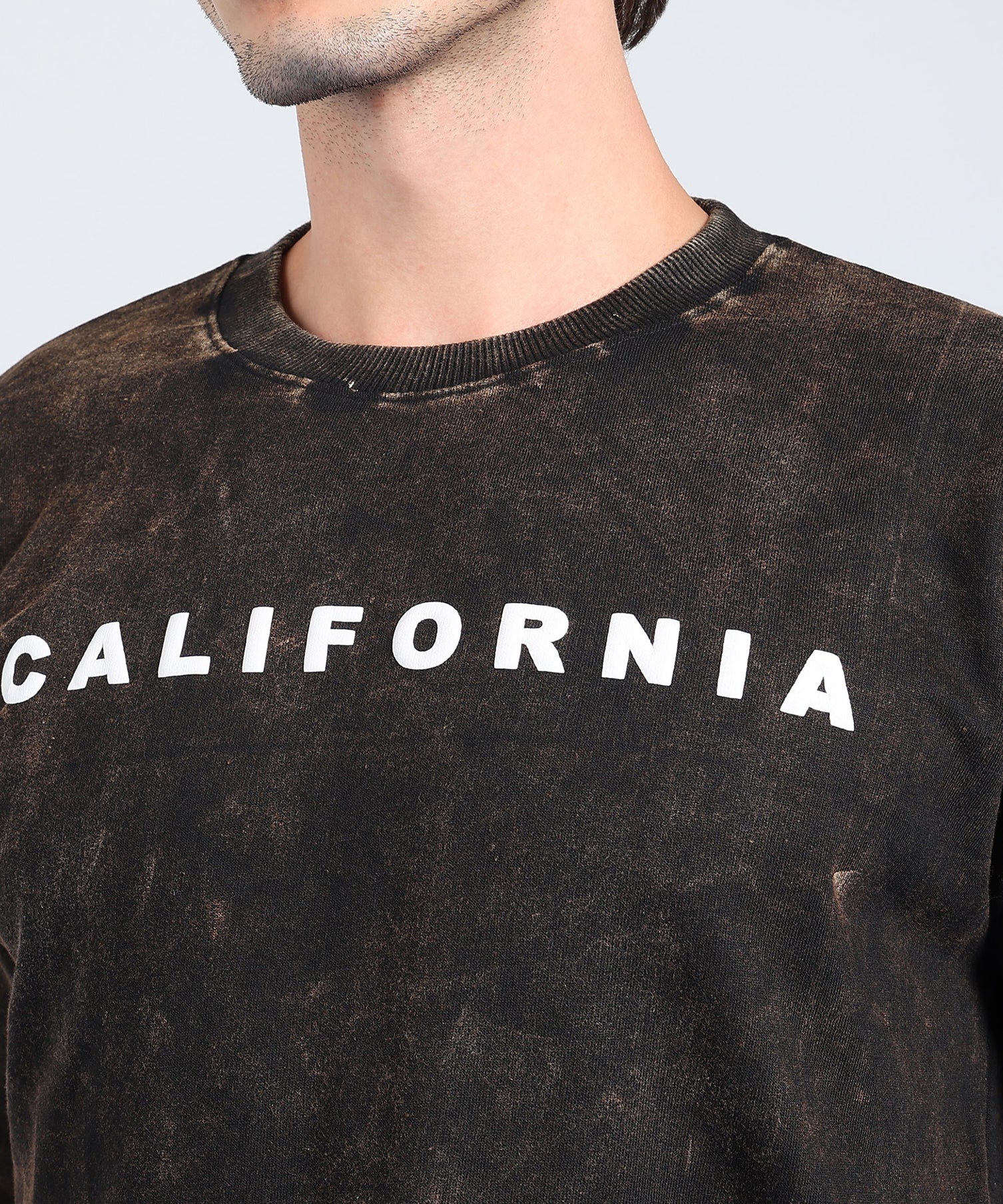 California Puff Acid Wash T-Shirt Brown