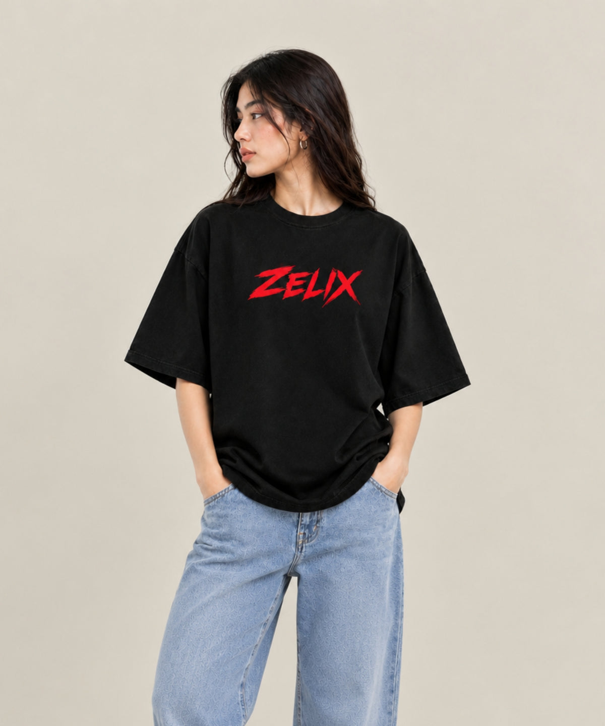 Women Tiger Rage Over-Sized T-Shirt Black