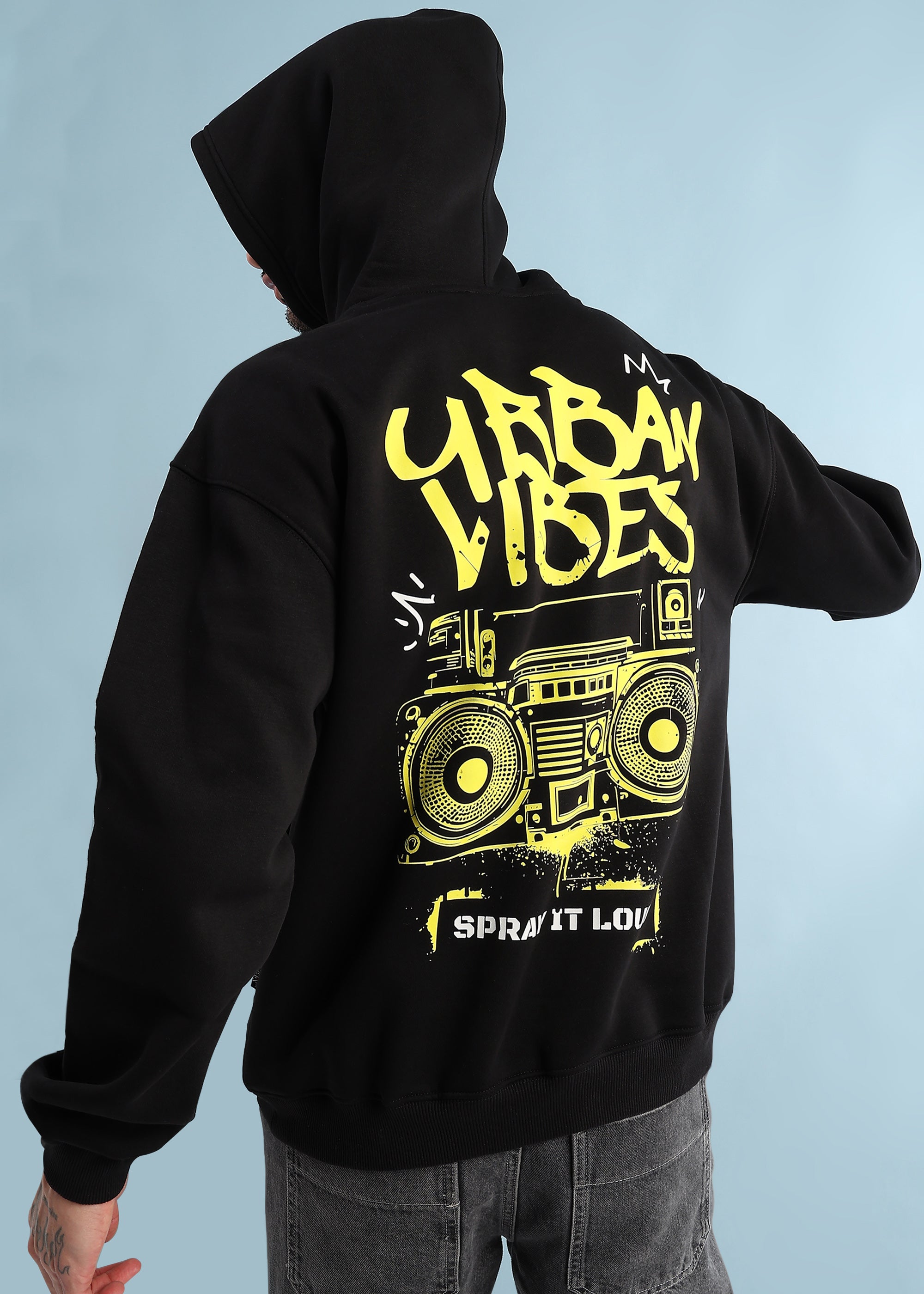 URBAN STREET BEAT FLEECE HOODIE (BLACK)
