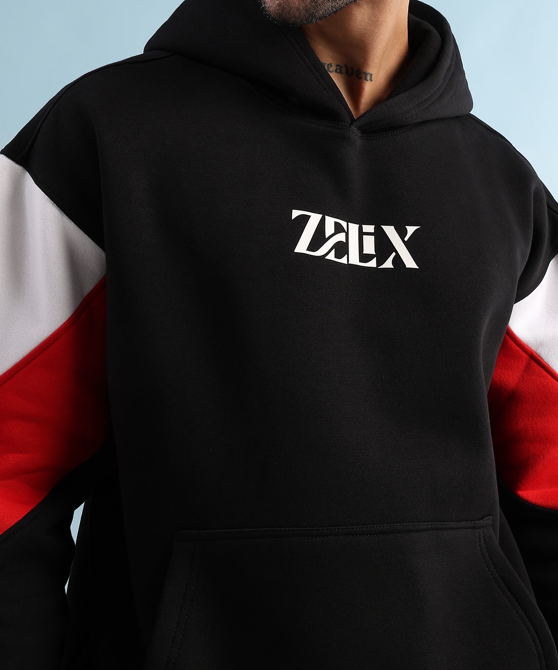 TRUE GRIT FLEECE HOODIE (BLACK RED)