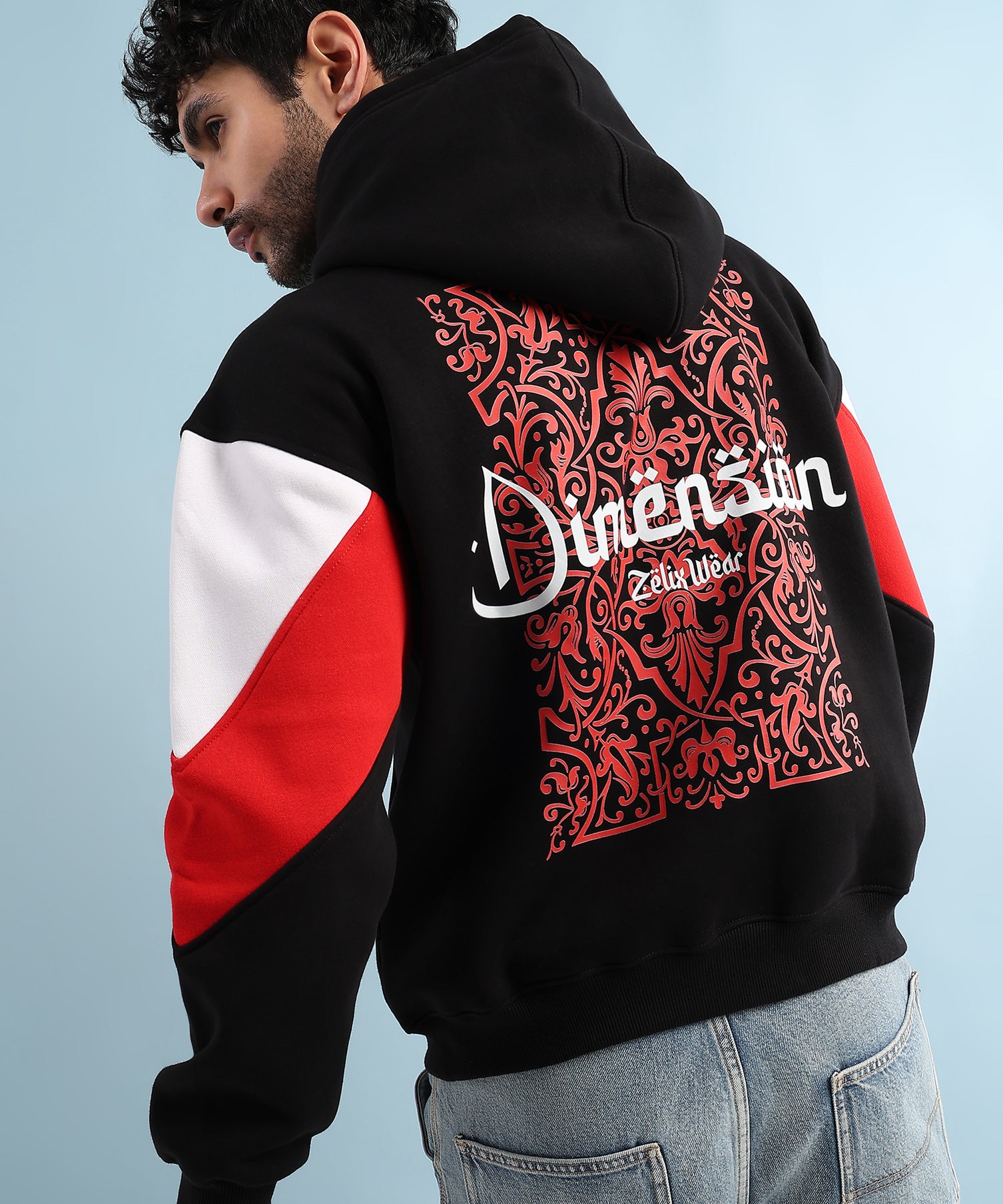 Urban Dimension Fleece Hoodie Black Red
