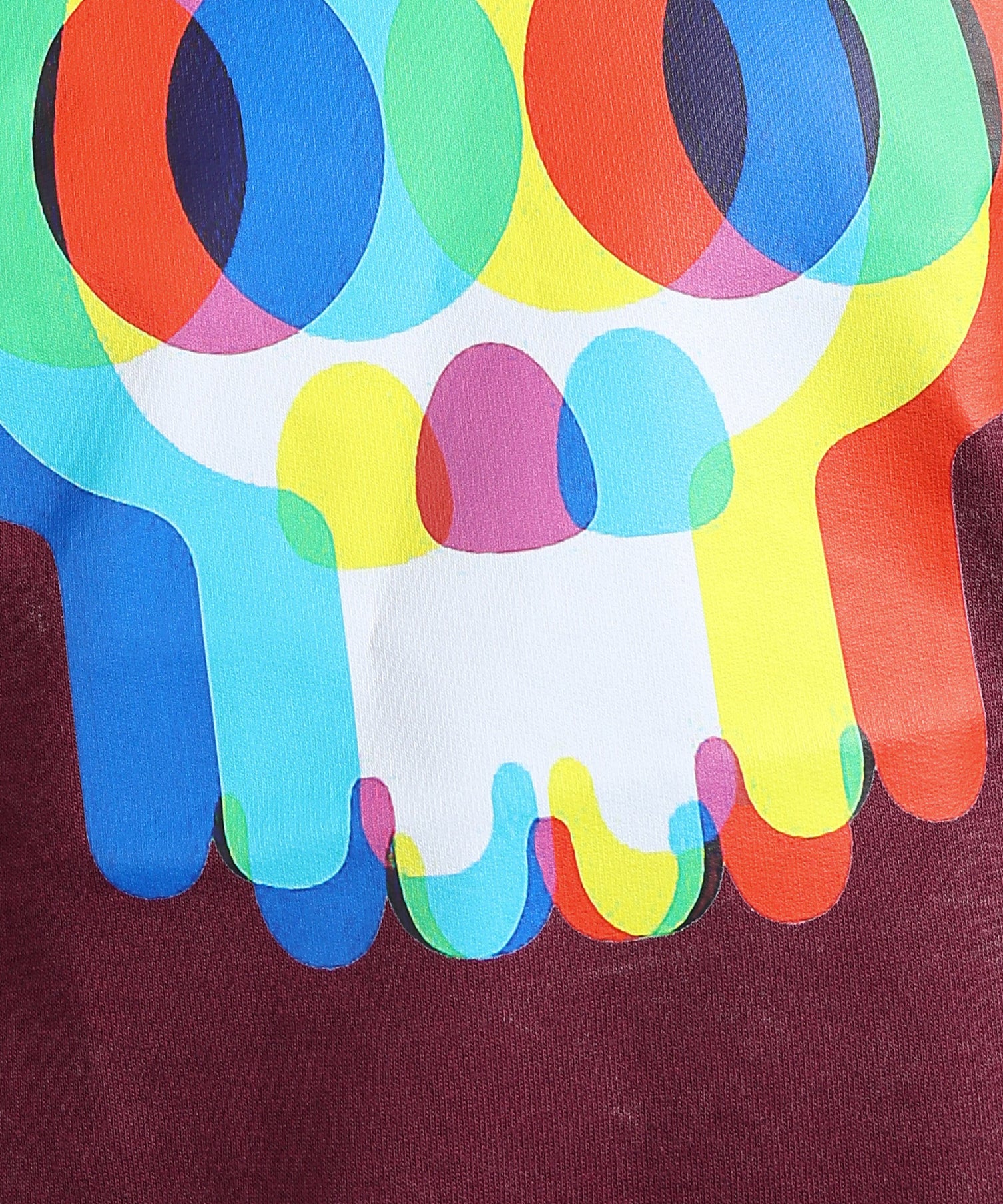 Glitch Skull Acid Wash T-Shirt Maroon