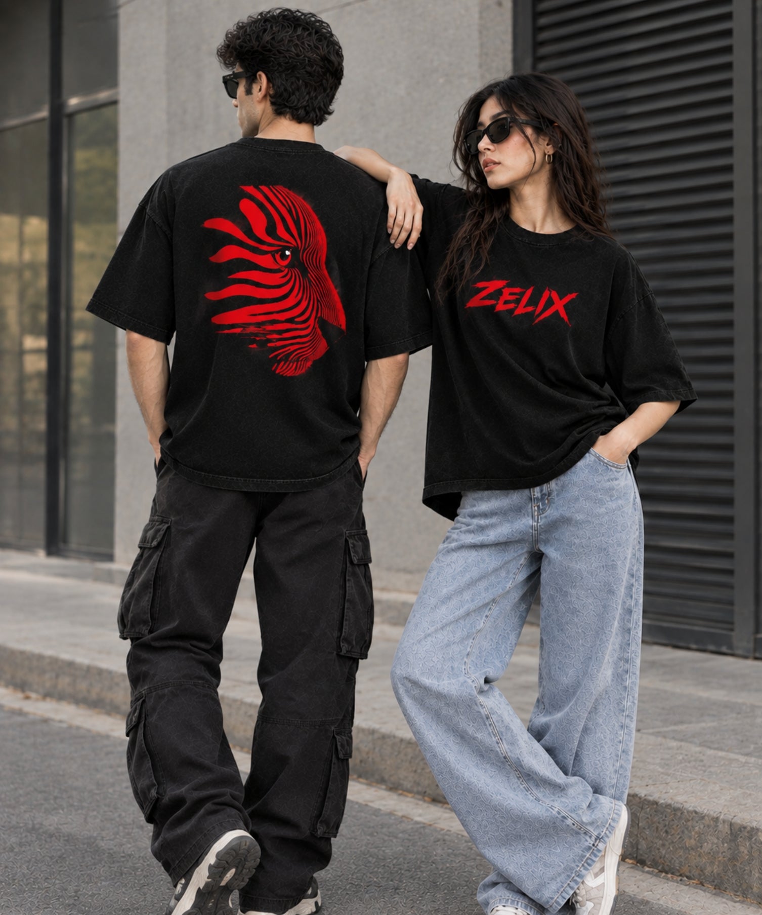 Women Tiger Rage Over-Sized T-Shirt Black