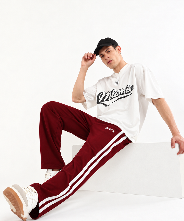 Titan Stripe Jogger Maroon White