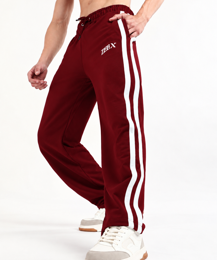 Titan Stripe Jogger Maroon White