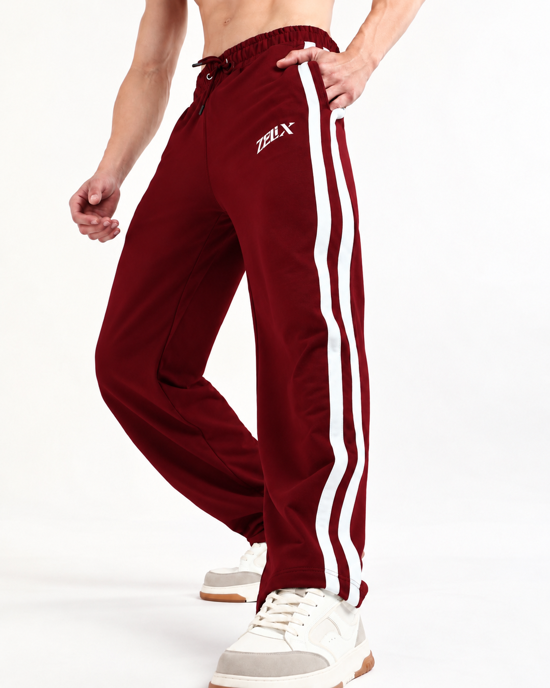 Titan Stripe Jogger Maroon White