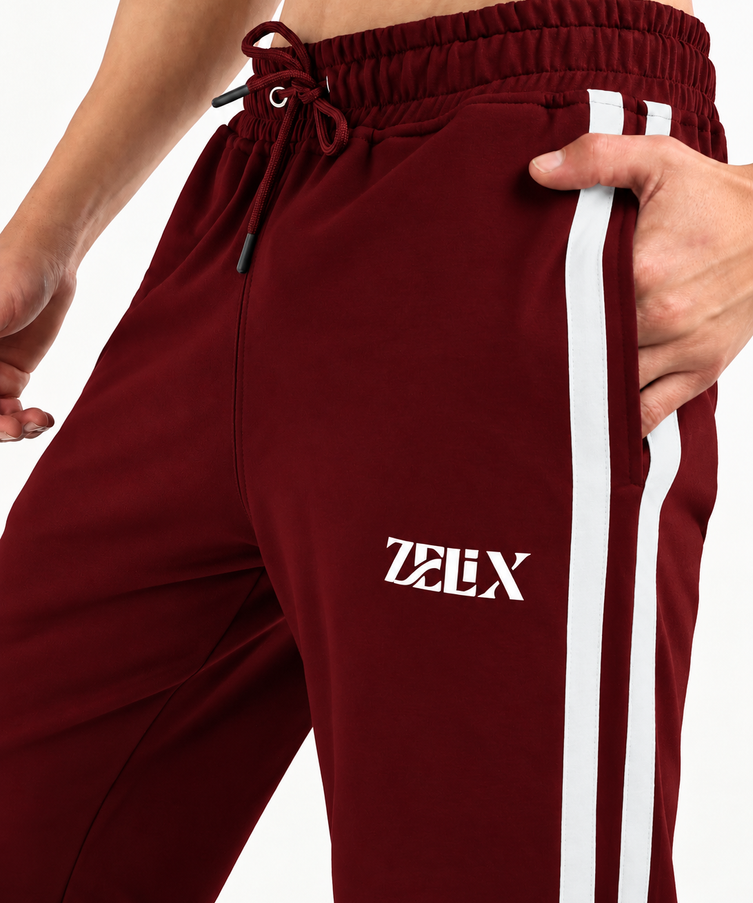 Titan Stripe Jogger Maroon White