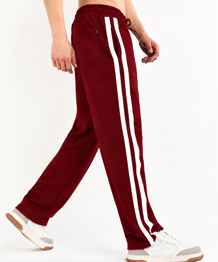 Titan Stripe Jogger Maroon White